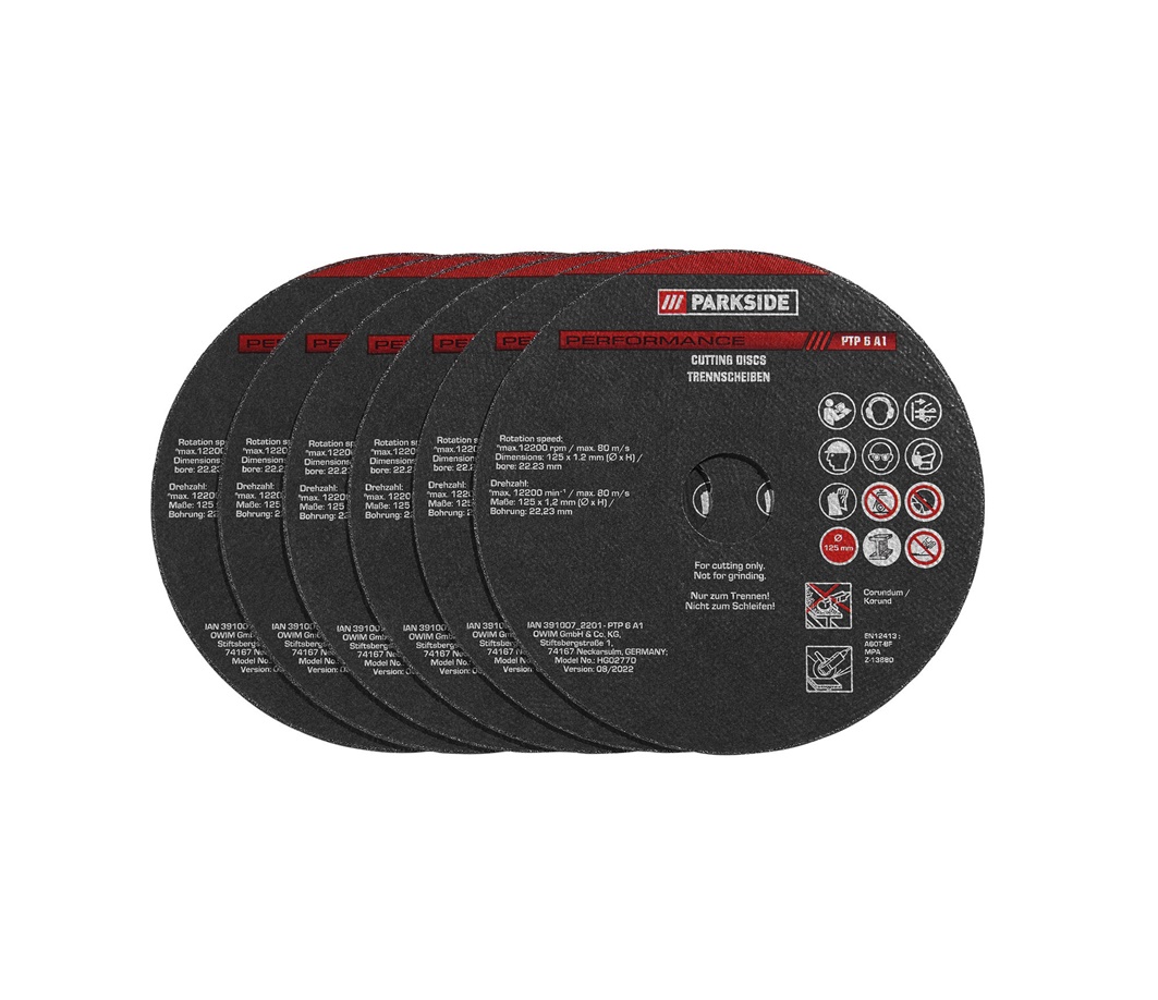 PARKSIDE PERFORMANCE Vágókorongok sarokcsiszolóhoz PTP 6 A1