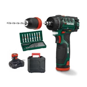 PARKSIDE PBSA 12 E4 12 V-os fúró-csavarozó szett – akku