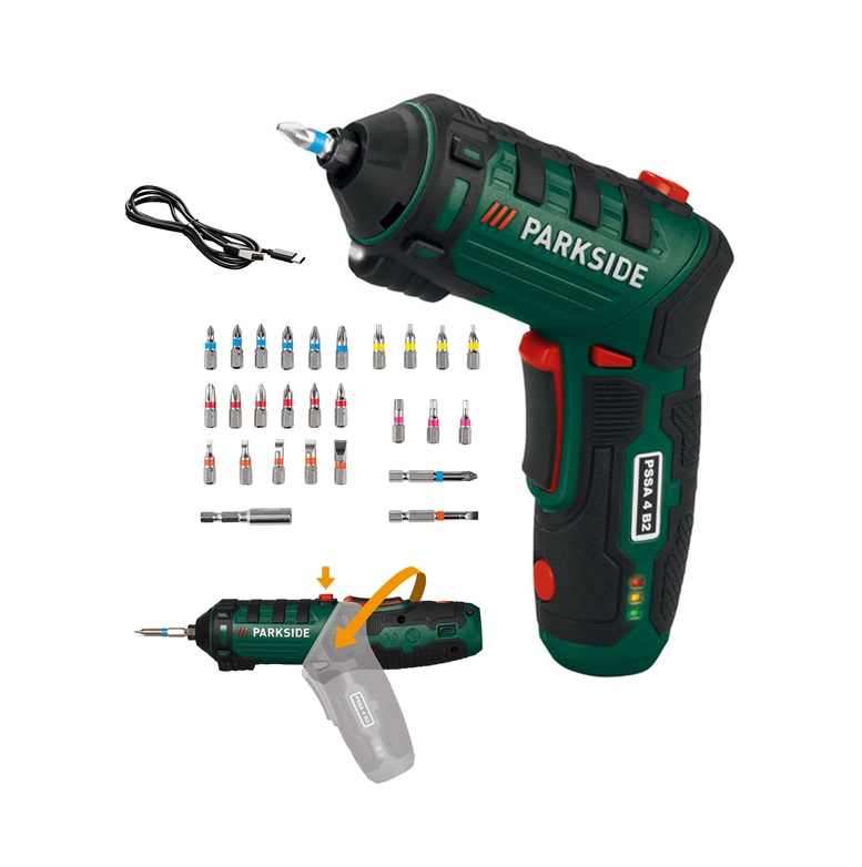 PARKSIDE PSSA 4 B2 USB-s mini akkus csavarozó – forgatható markolattal